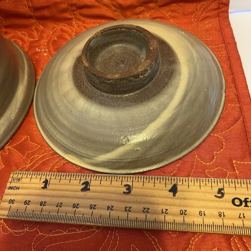 Japanese Tea Ceremony Bowl‎ W/Saucer/Lid Brushed Brown Perfect Condition Signed